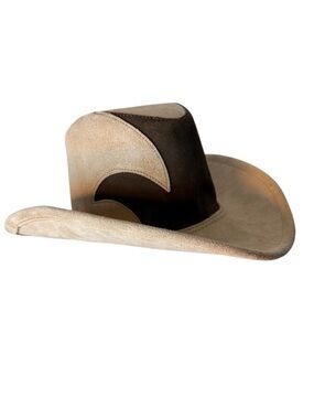 LIFE LEATHERCRAFT Men’s Suede Cowboy Hat Cream Brown Curved Brim Canada Large
